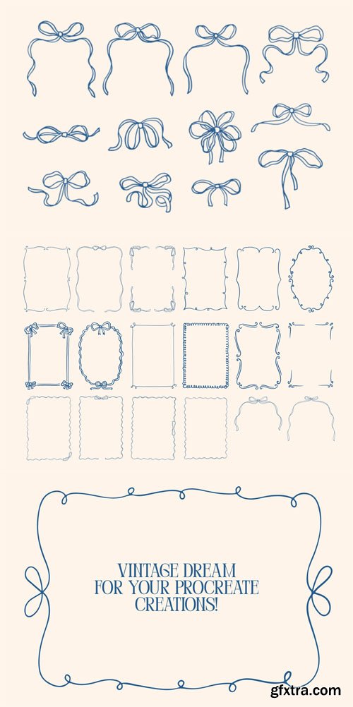 Frames & Bows - 70 Procreate Stamp Brushes Pack