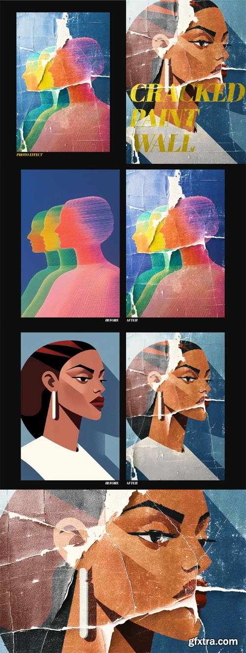 Cracked Paint Wall Photo Effect for Photoshop