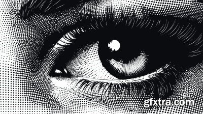 HALFTONE CLOSE-UP EYES 9xAI, 9xJPEG