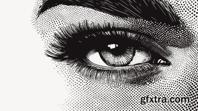 HALFTONE CLOSE-UP EYES 9xAI, 9xJPEG