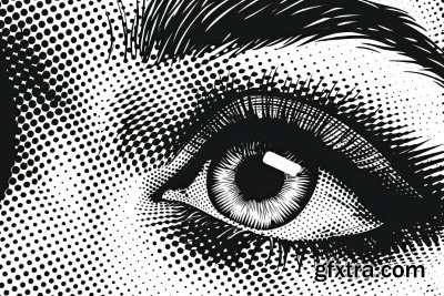 HALFTONE CLOSE-UP EYES 9xAI, 9xJPEG