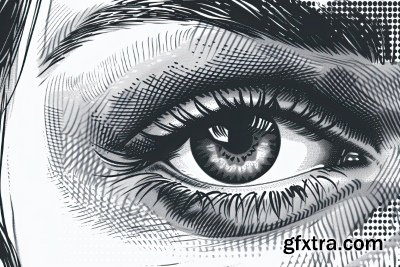 HALFTONE CLOSE-UP EYES 9xAI, 9xJPEG