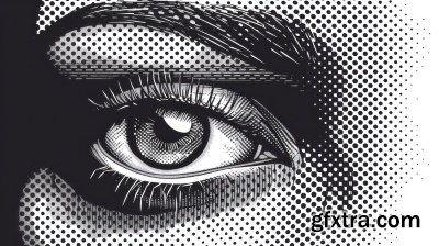 HALFTONE CLOSE-UP EYES 9xAI, 9xJPEG