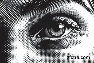 HALFTONE CLOSE-UP EYES 9xAI, 9xJPEG