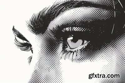 HALFTONE CLOSE-UP EYES 9xAI, 9xJPEG