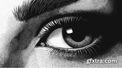 HALFTONE CLOSE-UP EYES 9xAI, 9xJPEG