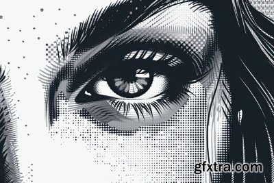 HALFTONE CLOSE-UP EYES 9xAI, 9xJPEG