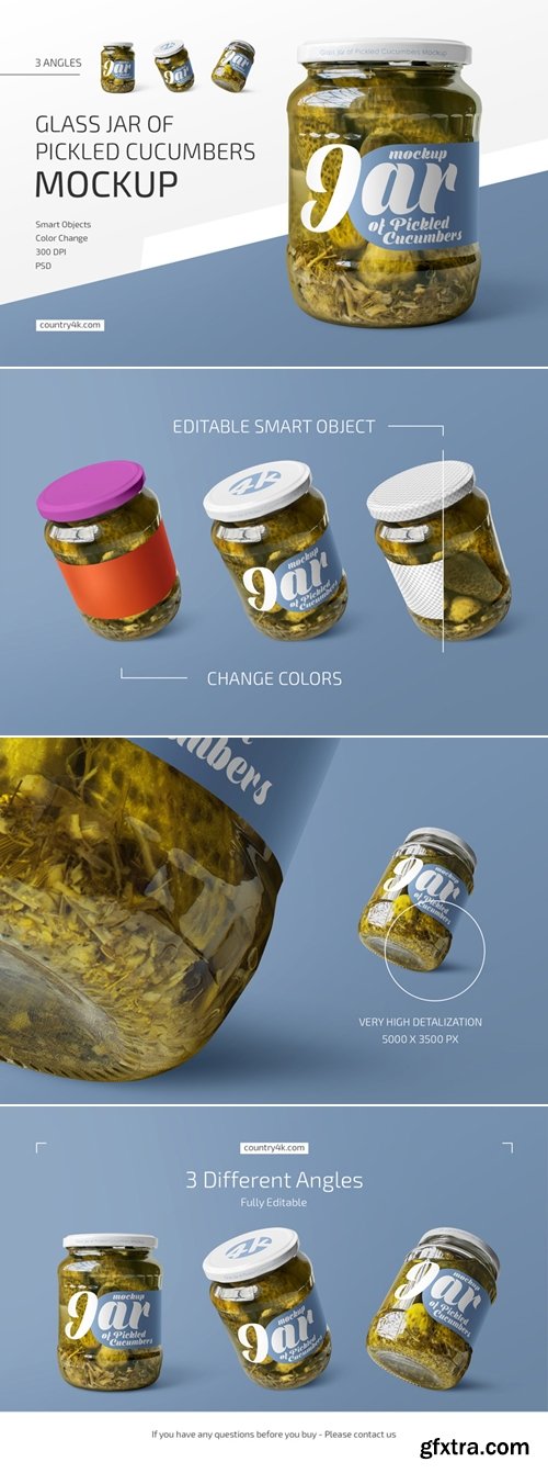 Country4k - Glass Jar of Pickled Cucumbers Mockup Set