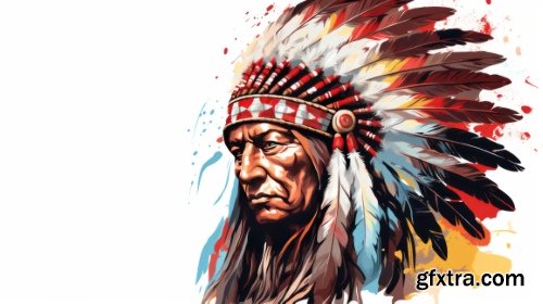 American Indian Chiefs 28 Illustrations AI PNG JPG