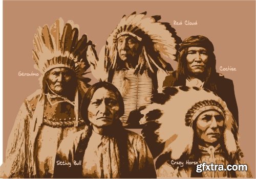 American Indian Chiefs 28 Illustrations AI PNG JPG