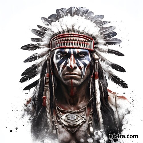 American Indian Chiefs 28 Illustrations AI PNG JPG