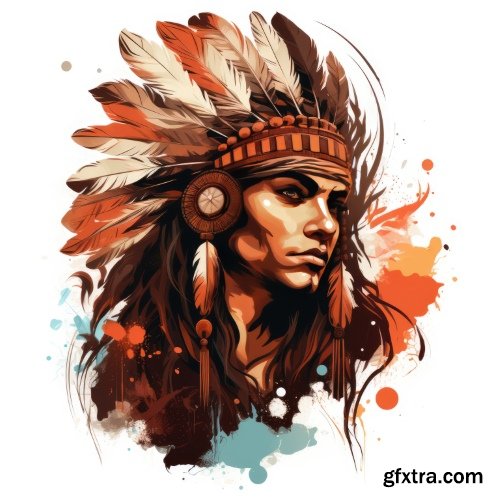 American Indian Chiefs 28 Illustrations AI PNG JPG