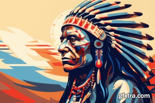 American Indian Chiefs 28 Illustrations AI PNG JPG