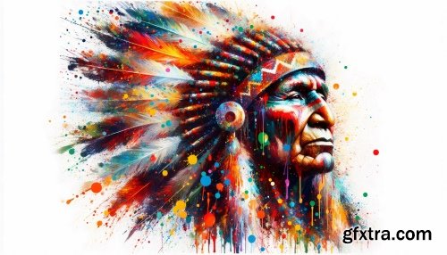 American Indian Chiefs 28 Illustrations AI PNG JPG
