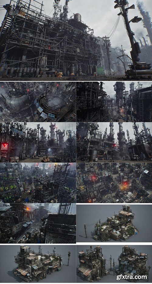 Artstation - Post Apocalypse Survivor Environment Kitbash set