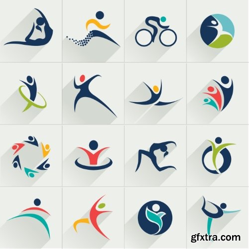 Gym, Fitness, Health Emblems &amp; Icons 25xEPS