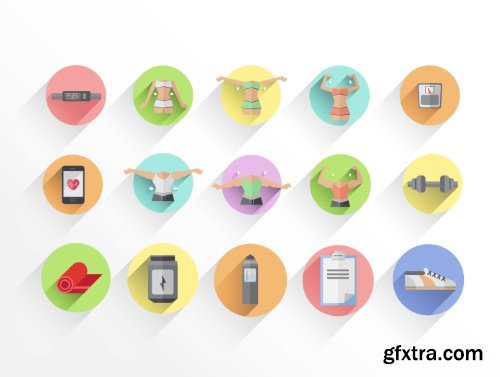 Gym, Fitness, Health Emblems &amp; Icons 25xEPS