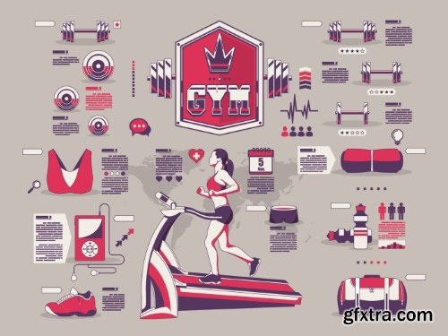 Gym, Fitness, Health Emblems &amp; Icons 25xEPS