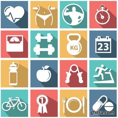 Gym, Fitness, Health Emblems &amp; Icons 25xEPS