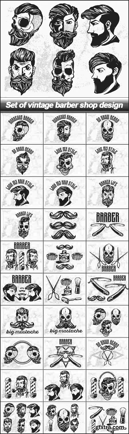 Set of Vintage Barber Shop Design 30xEPS
