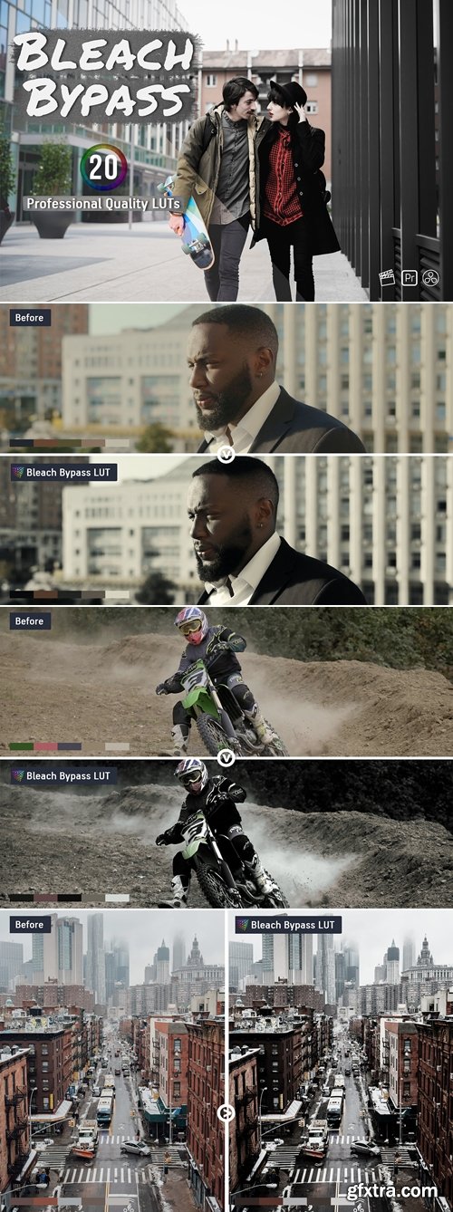 CreativeMarket - Bleach Bypass Video LUTs