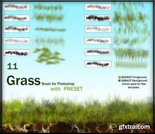 11 Grass Brushes Pack for Photoshop