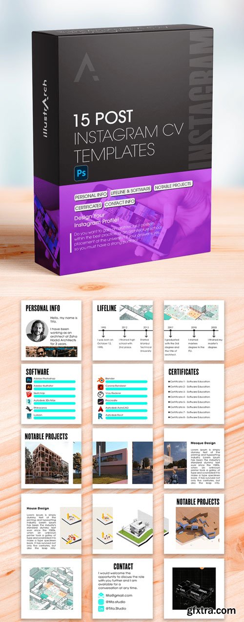 15 Architectural CV/Profile Instagram Post Templates