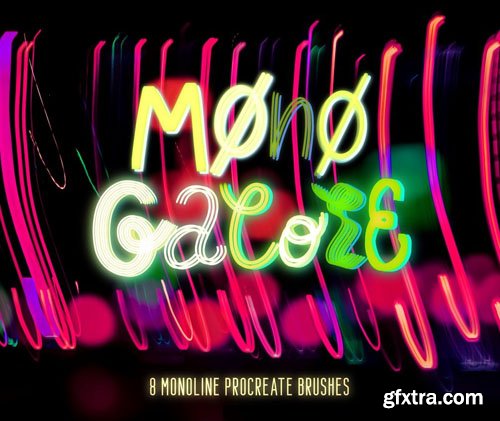 Mono Galore - 8 Monoline Procreate Brushes Pack