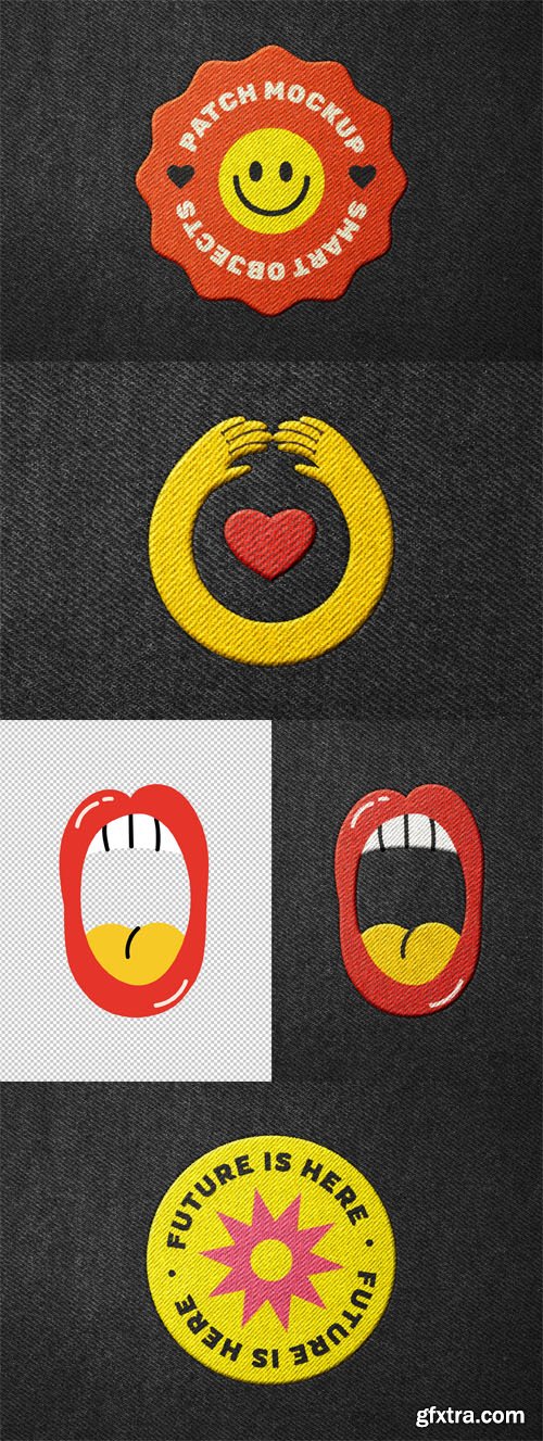 Stitching Embroidery Patch PSD Mockup Template