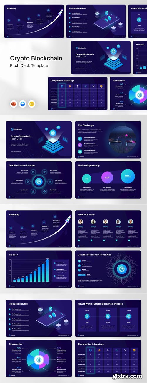 Crypto Blockchain - Pitch Deck [PowerPoint/Google Slides/Keynote] Presentation Templates