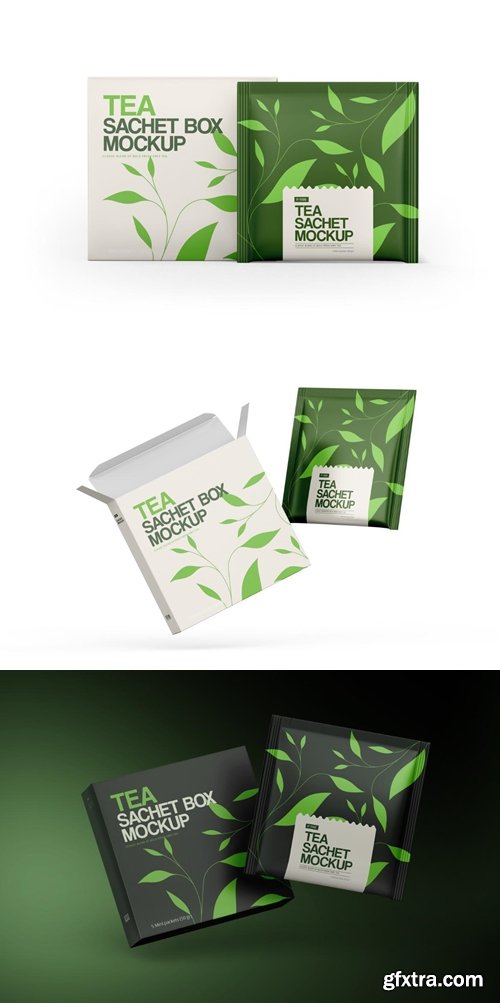 MockupCloud - Tea Sachets with Box Mockup