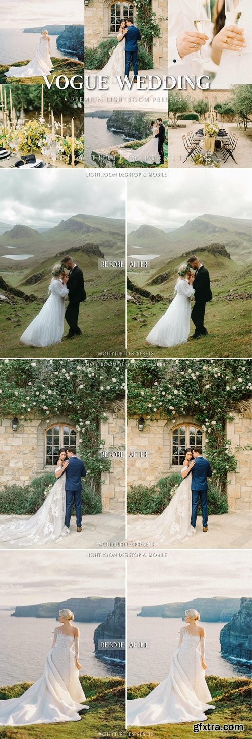 CityTurtles - Vogue Wedding Editorial Film Lightroom Presets