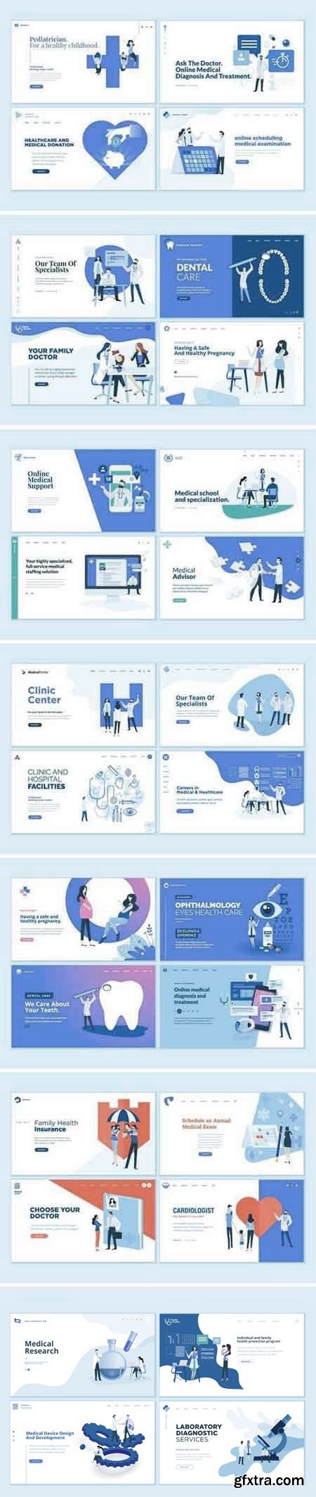 Medical Web Page Design Templates Bundle 9xEPS