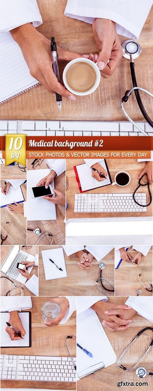 Medical Backgrounds #2, Doctor's Desk Top Views 10xJPG