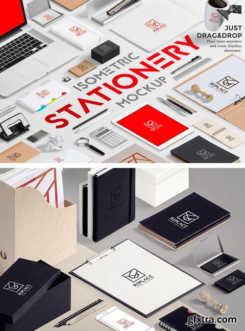 Isometric Stationery PSD Mockup Templates