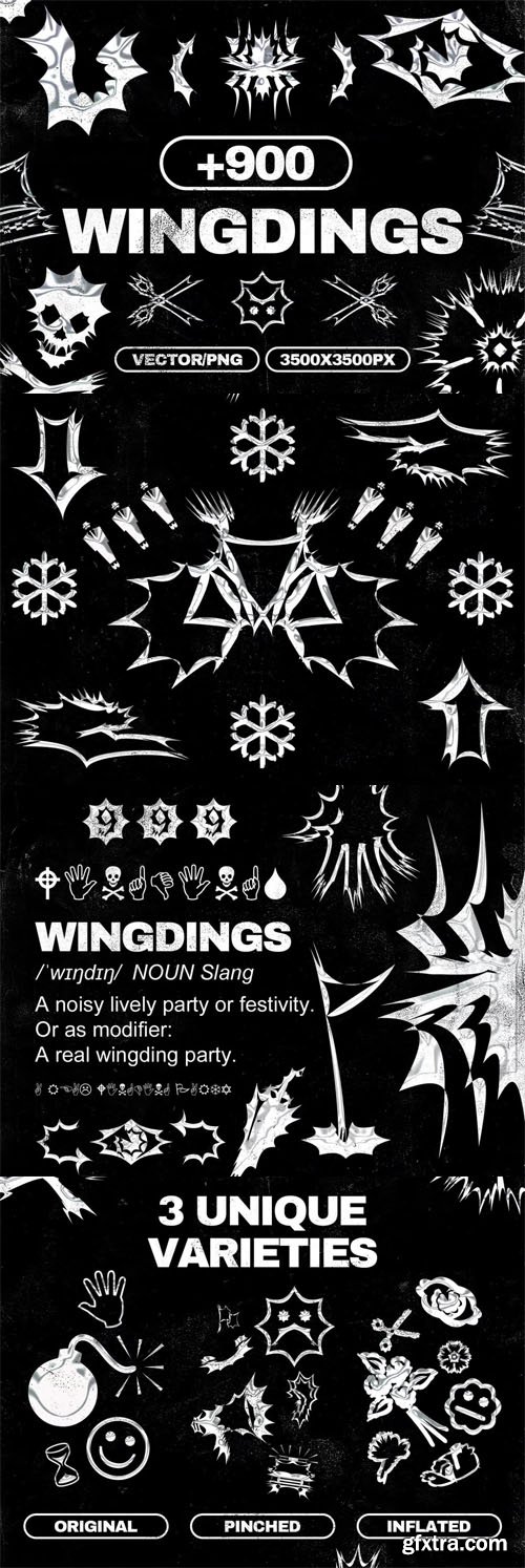 900+ Wingding Shapes Pack (SVG/PNG)