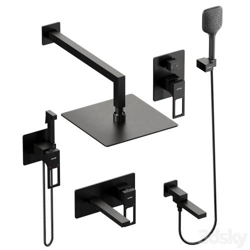'3dsky Pro - Gappo Shower Set Black Wall Mounted 001'
