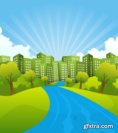 Green City Backgrounds 25xEPS