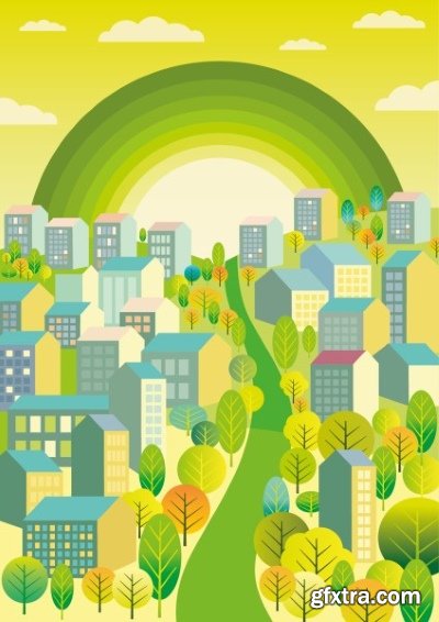 Green City Backgrounds 25xEPS