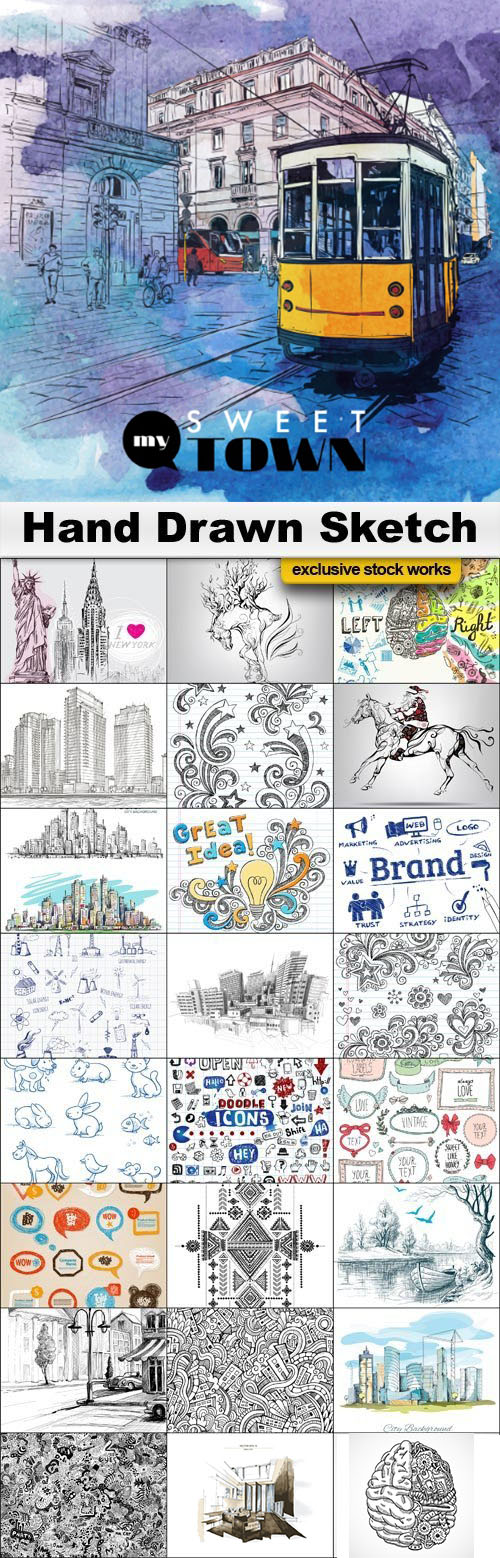 Hand Drawn Vector Sketches 25xEPS