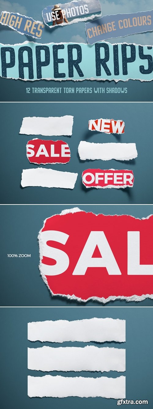 DesignBundles - 12 Isolated Paper Rips