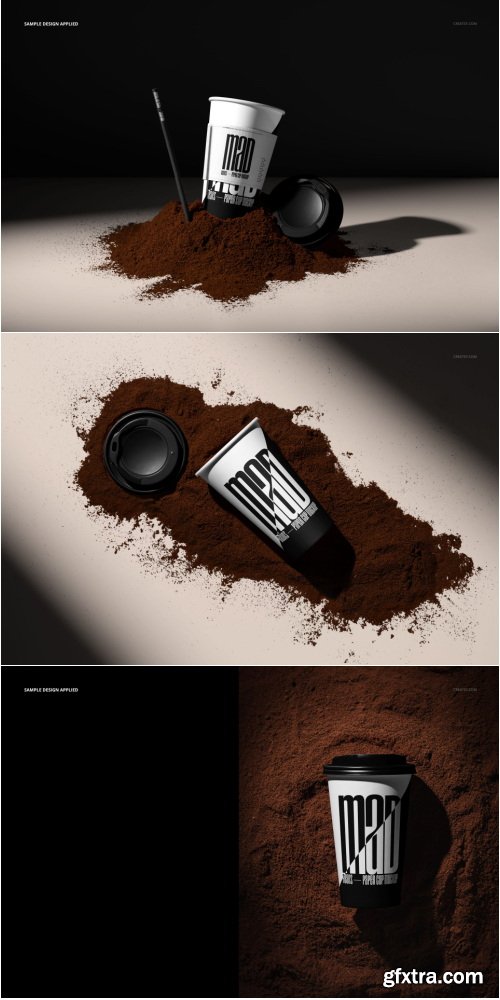 Creatsy - Paper Cup in the Ground Coffee Mockup Set - 1081366869