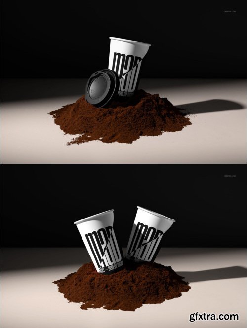 Creatsy - Paper Cup in the Ground Coffee Mockup Set - 1081366869