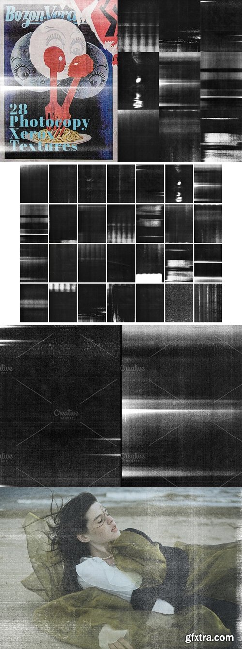 CreativeMarket - 28 Scanned Photocopy Xerox Texture Overlays 280619982