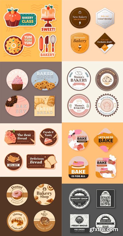 Minimal Bakery Labels Vector Templates 8xEPS