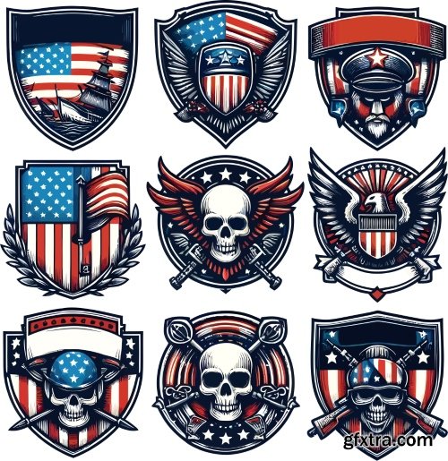 USA Indepence Day Badgets & Labels 18xAI