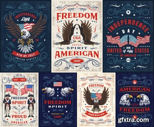 USA Indepence Day Badgets & Labels 18xAI