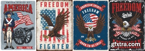 USA Indepence Day Badgets & Labels 18xAI