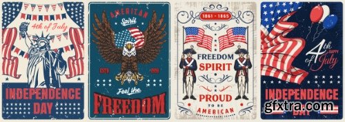 USA Indepence Day Badgets & Labels 18xAI