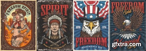 USA Indepence Day Badgets & Labels 18xAI